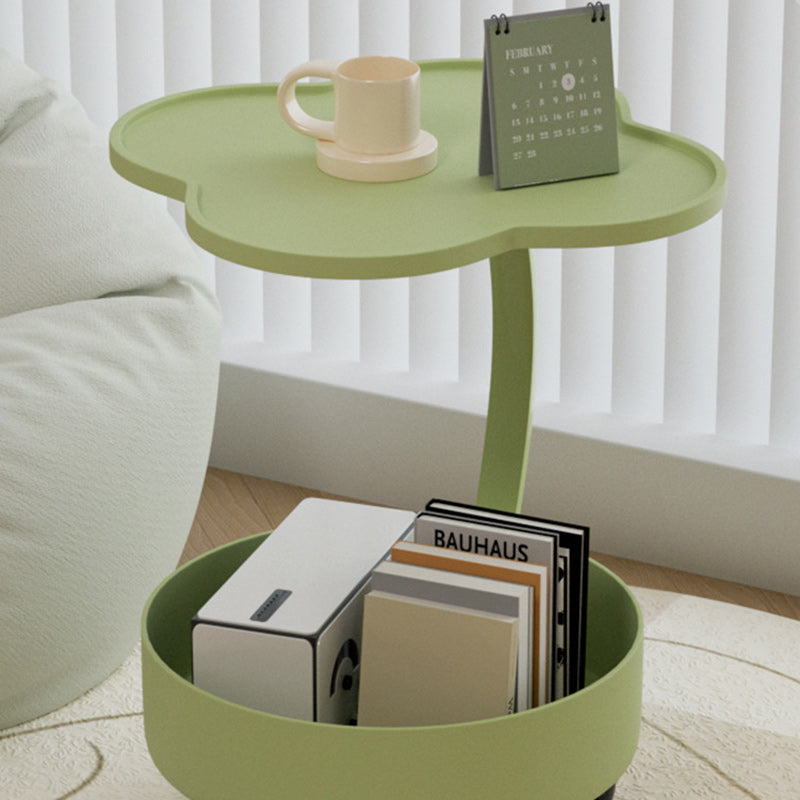 Contemporary Creative PP Carbon Steel Clover Shape Round End Table 2-Tier For Living Room