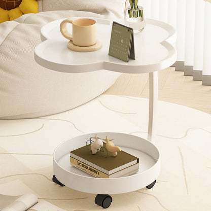 Contemporary Creative PP Carbon Steel Clover Shape Round End Table 2-Tier For Living Room