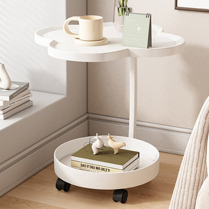Contemporary Creative PP Carbon Steel Clover Shape Round End Table 2-Tier For Living Room