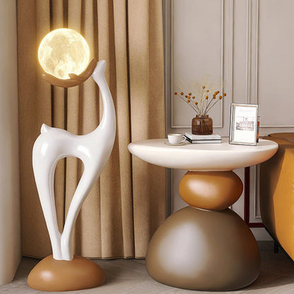 Contemporary Creative Resin Stone Oval End Table 1-Tier For Living Room