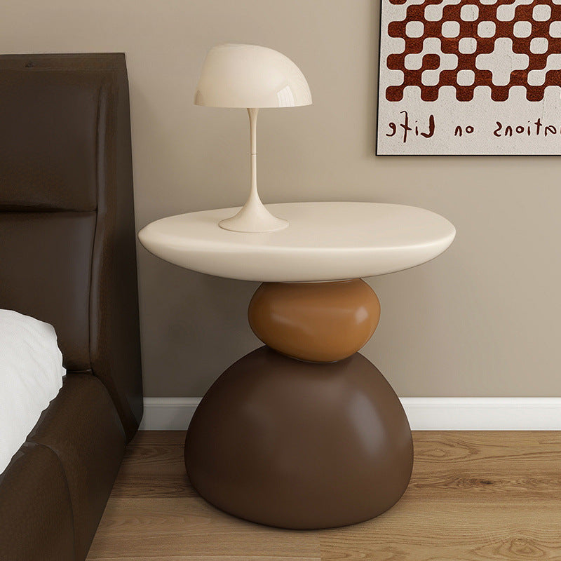 Contemporary Creative Resin Stone Oval End Table 1-Tier For Living Room