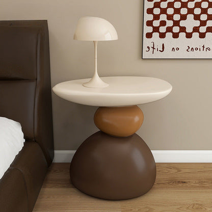 Contemporary Creative Resin Stone Oval End Table 1-Tier For Living Room