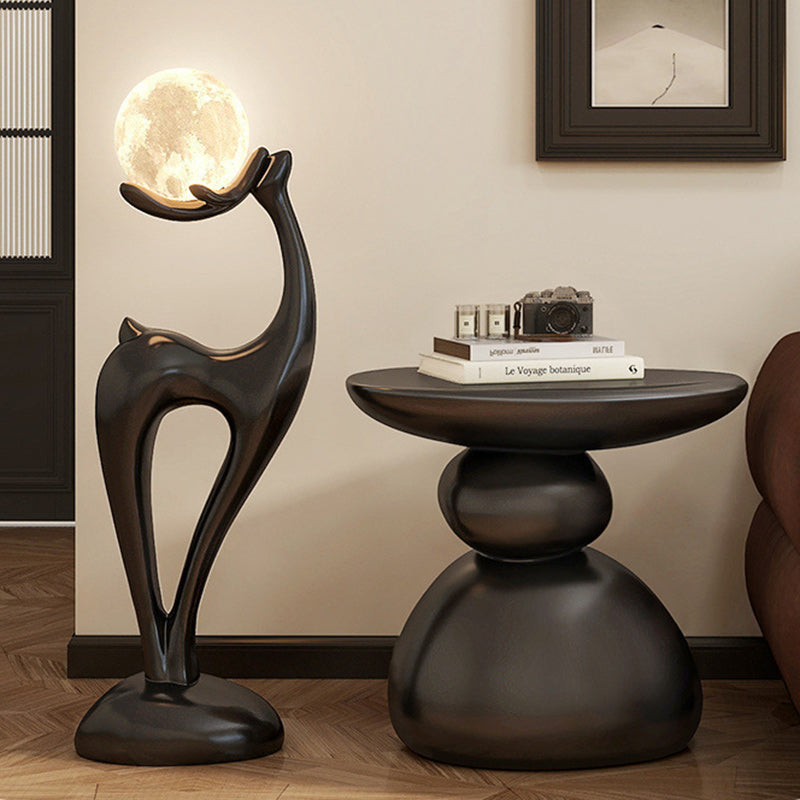 Contemporary Creative Resin Stone Oval End Table 1-Tier For Living Room
