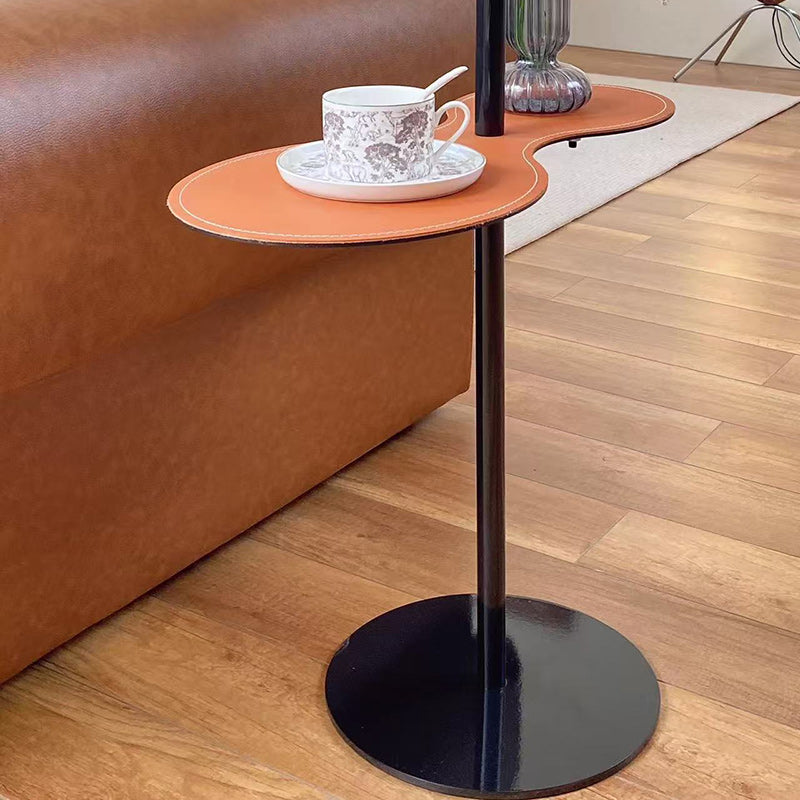 Traditional Chinese Marble Stainless Steel Oval End Table 1-Tier For Living Room