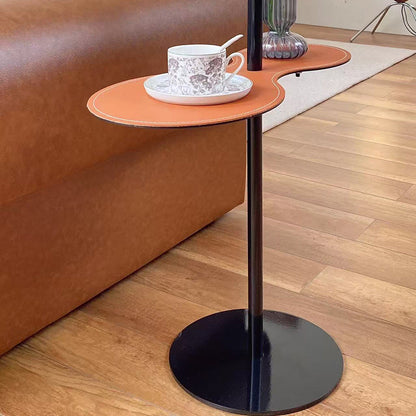 Traditional Chinese Marble Stainless Steel Oval End Table 1-Tier For Living Room