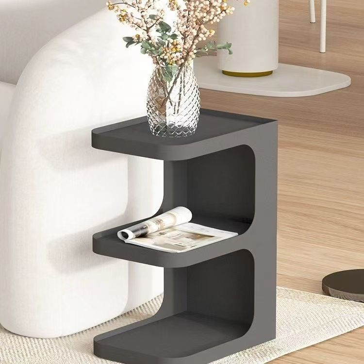 Contemporary Creative Iron E-Shaped Rectangular End Table 3-Tier For Living Room