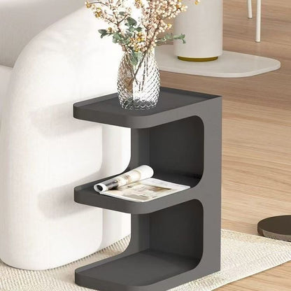 Contemporary Creative Iron E-Shaped Rectangular End Table 3-Tier For Living Room