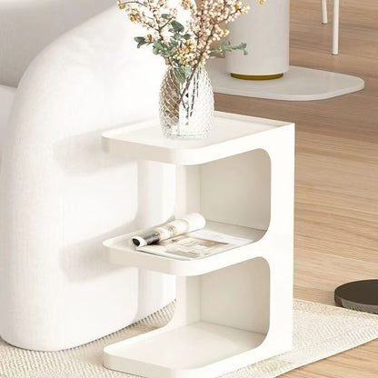 Contemporary Creative Iron E-Shaped Rectangular End Table 3-Tier For Living Room