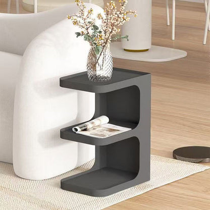 Contemporary Creative Iron E-Shaped Rectangular End Table 3-Tier For Living Room