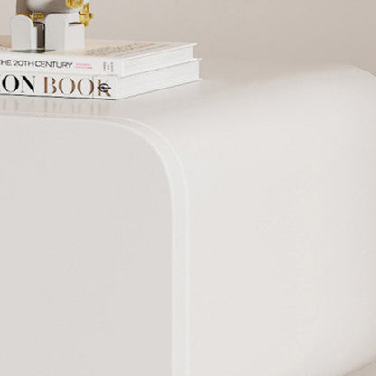 Modern Minimalist Soft Faux Leather Solid Wood Rounded Nightstand With 2 Drawers For Bedroom