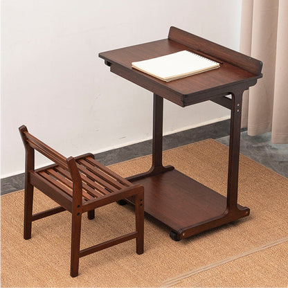 Traditional Vintage Bamboo C-Shaped Square Side Table 2-Tier For Living Room
