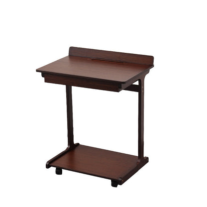 Traditional Vintage Bamboo C-Shaped Square Side Table 2-Tier For Living Room