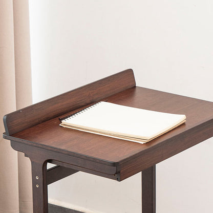 Traditional Vintage Bamboo C-Shaped Square Side Table 2-Tier For Living Room