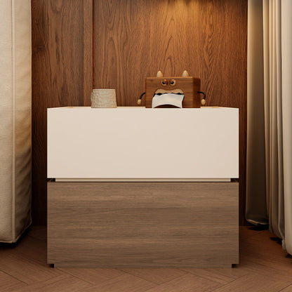 Modern Luxury Solid Wood Eco-Board Stacked Cube Nightstand With 2 Drawers For Bedroom