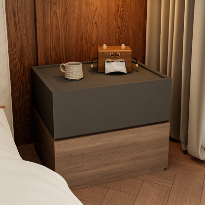 Modern Luxury Solid Wood Eco-Board Stacked Cube Nightstand With 2 Drawers For Bedroom