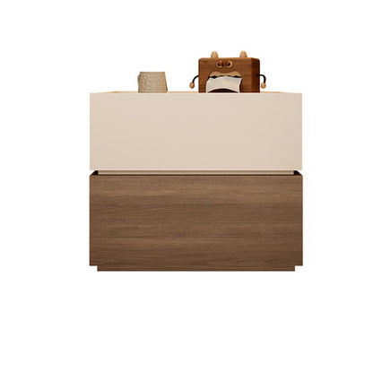 Modern Luxury Solid Wood Eco-Board Stacked Cube Nightstand With 2 Drawers For Bedroom