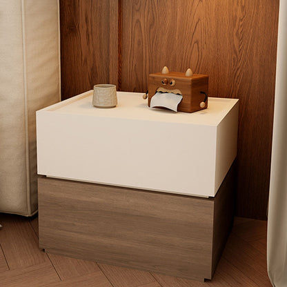Modern Luxury Solid Wood Eco-Board Stacked Cube Nightstand With 2 Drawers For Bedroom