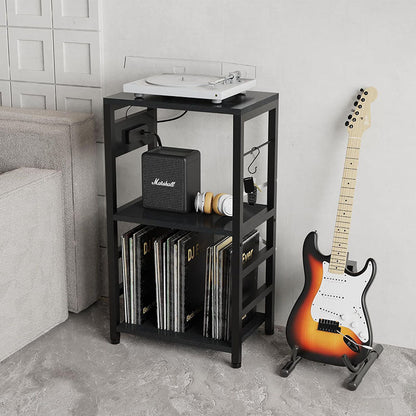Traditional Vintage Metal Rectangular Side Table With 3 Tiers For Living Room