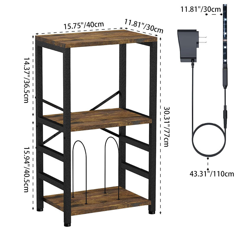 Traditional Vintage Metal Rectangular Side Table With 3 Tiers For Living Room