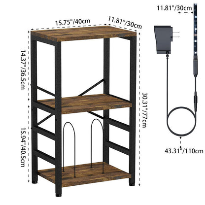 Traditional Vintage Metal Rectangular Side Table With 3 Tiers For Living Room