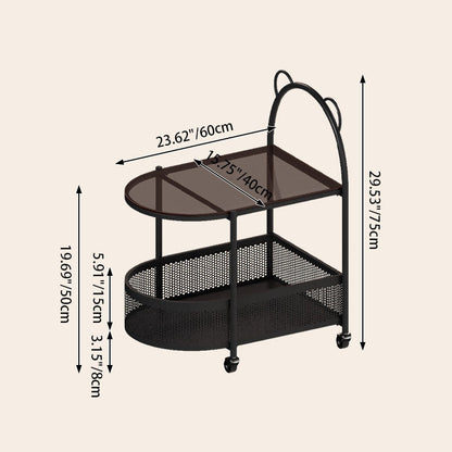 Contemporary Creative Glass Metal Bear Arch Shape Side Table 2-Tier For Living Room
