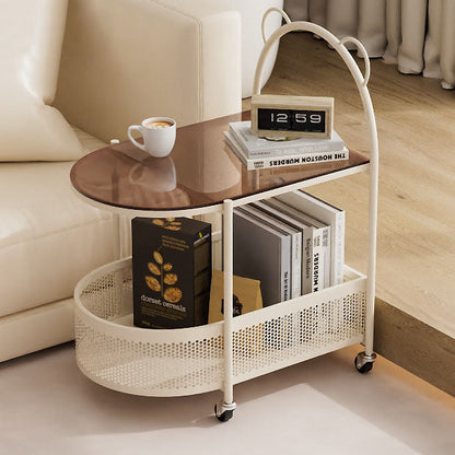 Contemporary Creative Glass Metal Bear Arch Shape Side Table 2-Tier For Living Room