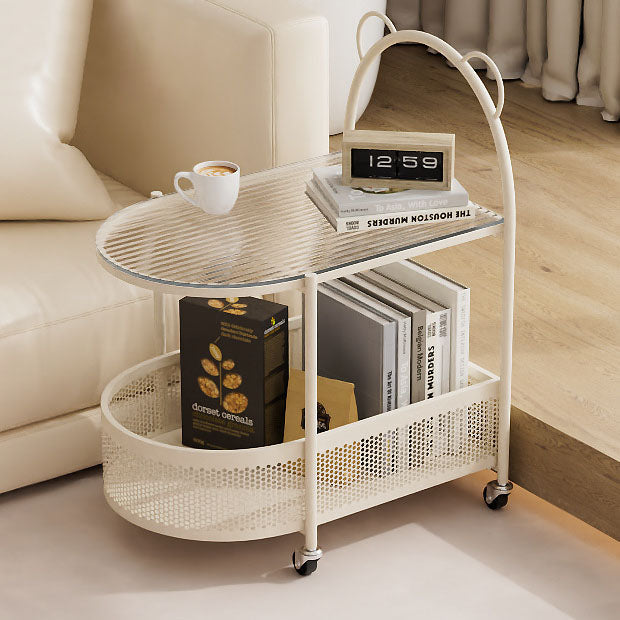 Contemporary Creative Glass Metal Bear Arch Shape Side Table 2-Tier For Living Room