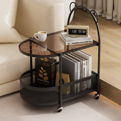 Contemporary Creative Glass Metal Bear Arch Shape Side Table 2-Tier For Living Room