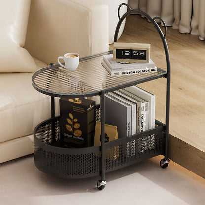 Contemporary Creative Glass Metal Bear Arch Shape Side Table 2-Tier For Living Room