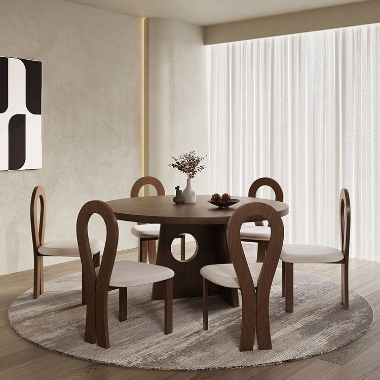 Traditional Vintage Solid Wood Round Hollow Dining Table 1-Tier For Living Room