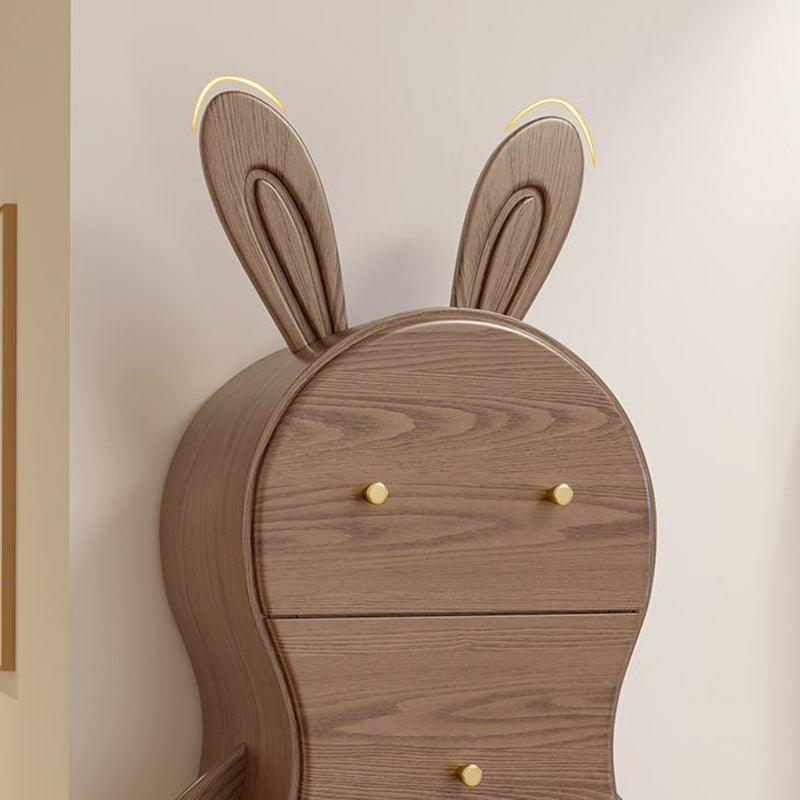 Contemporary Creative Solid Wood Brass Bunny-Shaped Side Table With 5 Drawers For Living Room
