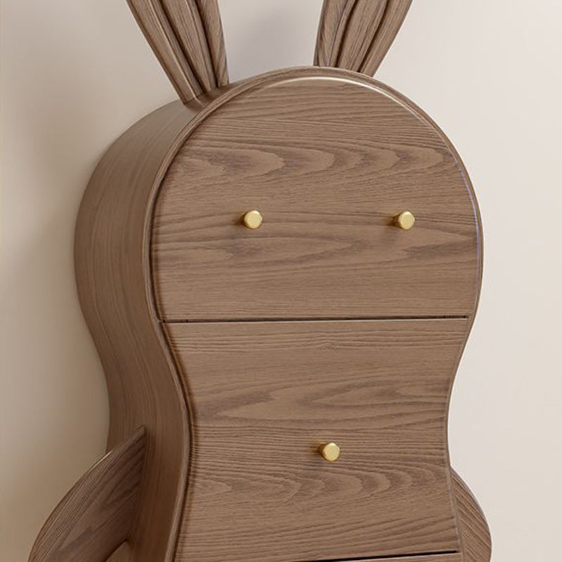 Contemporary Creative Solid Wood Brass Bunny-Shaped Side Table With 5 Drawers For Living Room