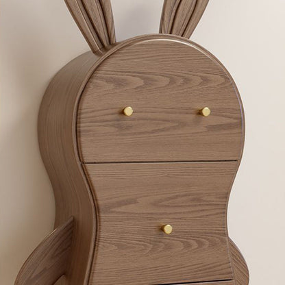 Contemporary Creative Solid Wood Brass Bunny-Shaped Side Table With 5 Drawers For Living Room