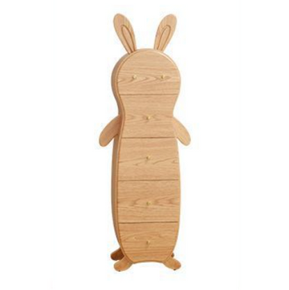 Contemporary Creative Solid Wood Brass Bunny-Shaped Side Table With 5 Drawers For Living Room