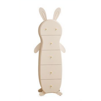 Contemporary Creative Solid Wood Brass Bunny-Shaped Side Table With 5 Drawers For Living Room