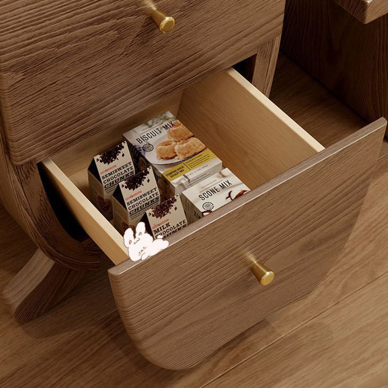 Contemporary Creative Solid Wood Brass Bunny-Shaped Side Table With 5 Drawers For Living Room