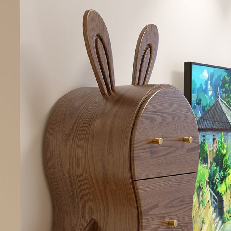 Contemporary Creative Solid Wood Brass Bunny-Shaped Side Table With 5 Drawers For Living Room