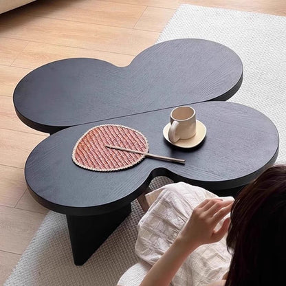 Contemporary Creative Solid Wood Butterfly-Shaped End Table With 1 Tier For Living Room