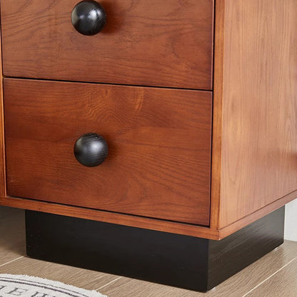 Traditional Vintage Solid Wood Rectangular Ball-Leg Nightstand 2-Drawer For Bedroom