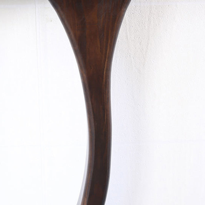 Traditional Chinese Pinewood Semi-Oval Console Side Table 1-Tier For Living Room