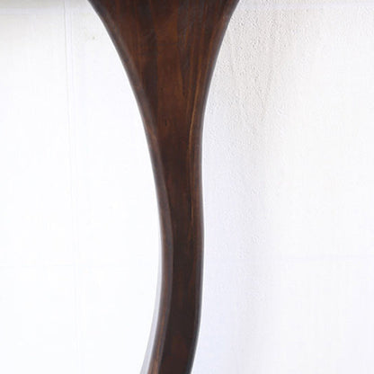 Traditional Chinese Pinewood Semi-Oval Console Side Table 1-Tier For Living Room