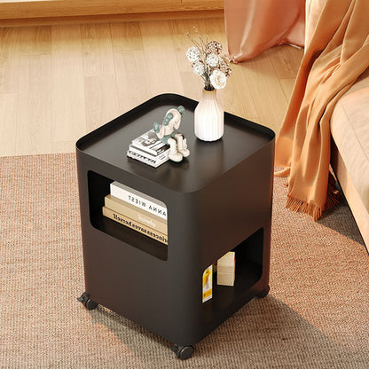 Contemporary Scandinavian Iron Mobile Rectangular Square Side Table 3-Tier For Living Room