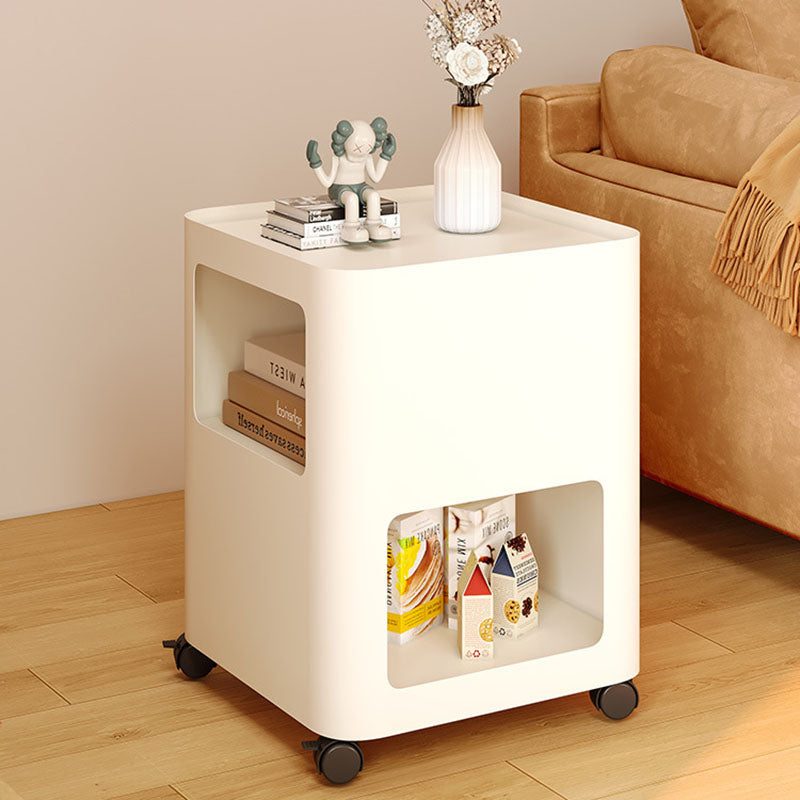 Contemporary Scandinavian Iron Mobile Rectangular Square Side Table 3-Tier For Living Room