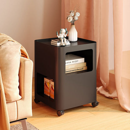 Contemporary Scandinavian Iron Mobile Rectangular Square Side Table 3-Tier For Living Room