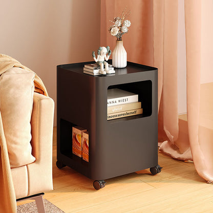 Contemporary Scandinavian Iron Mobile Rectangular Square Side Table 3-Tier For Living Room