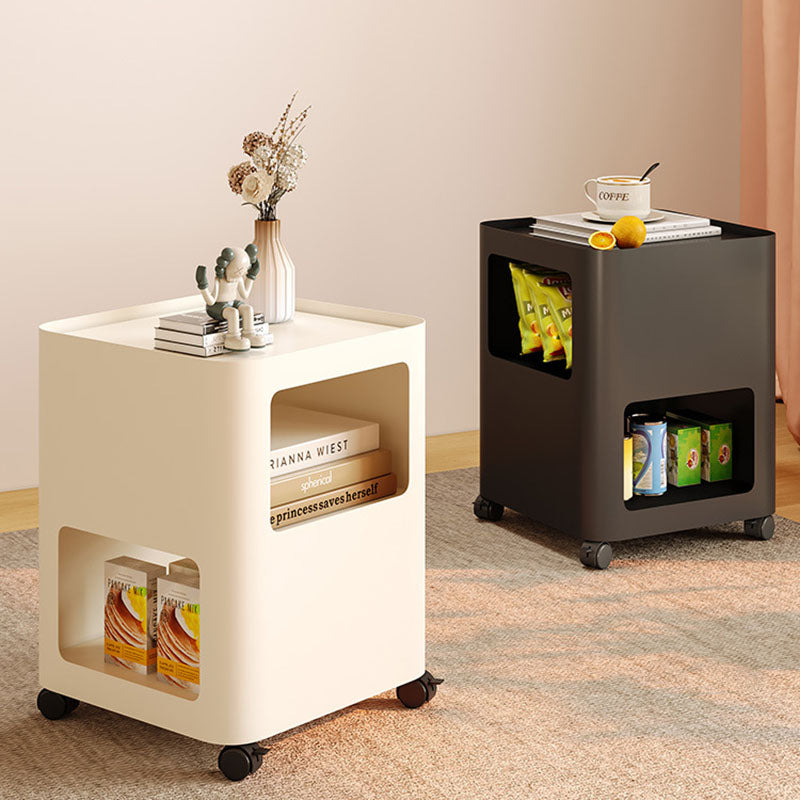 Contemporary Scandinavian Iron Mobile Rectangular Square Side Table 3-Tier For Living Room