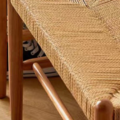 Traditional Chinese Solid Wood Bull Rope Rectangular Cylindrical Shoe Storage With 1-Shelf For Living Room