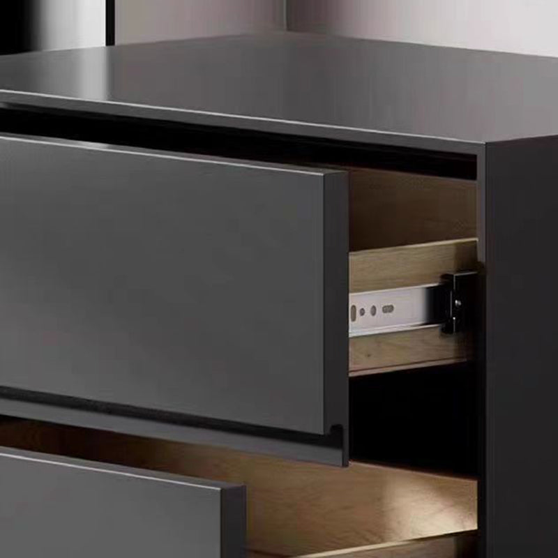 Modern Luxury Solid Wood Multi-layer Solid Wood Carbon Steel Rectangular Cylindrical Nightstand With 2 Drawers For Bedroom