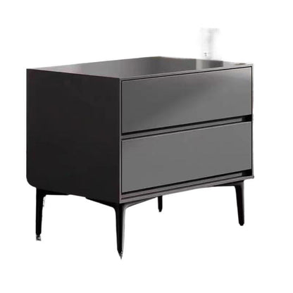 Modern Luxury Solid Wood Multi-layer Solid Wood Carbon Steel Rectangular Cylindrical Nightstand With 2 Drawers For Bedroom