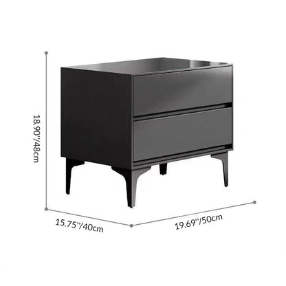 Modern Luxury Solid Wood Multi-layer Solid Wood Carbon Steel Rectangular Cylindrical Nightstand With 2 Drawers For Bedroom